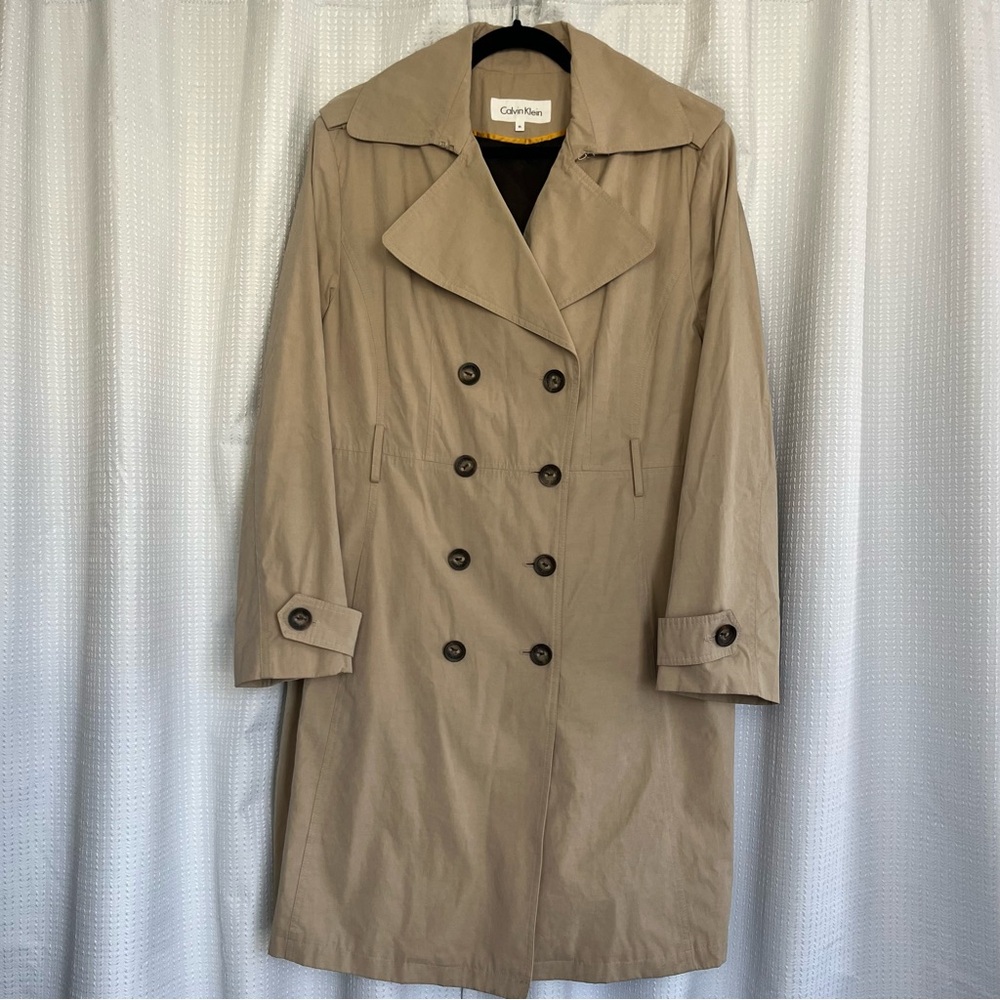 Calvin Klein Tan/Beige Double-Breasted Coat